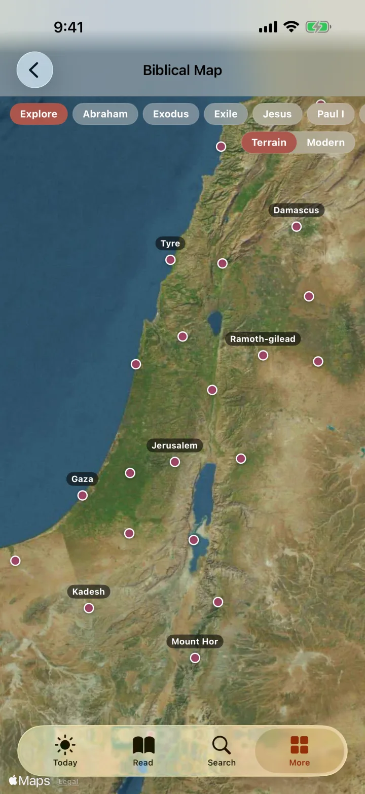 Interactive map of biblical places