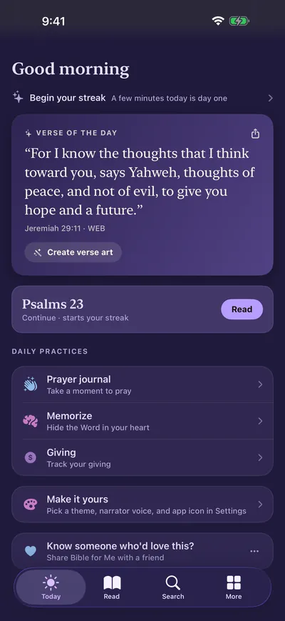 Today screen in the Twilight theme